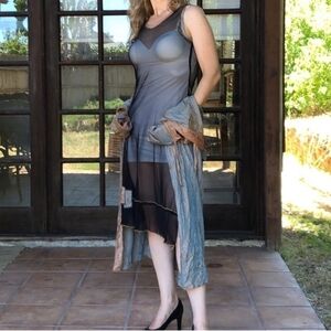 Double Jeu Paris 2 pieces Set Tunic Dress & Duster Long Sleeves Size Medium